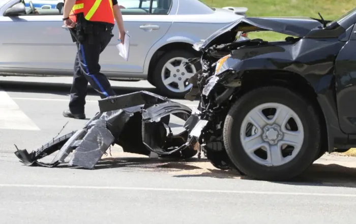 car accident aftermath with authorities