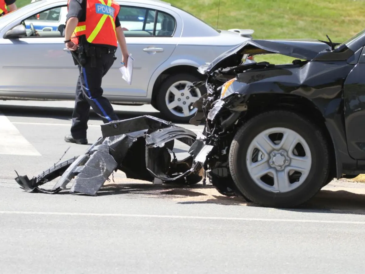 car accident aftermath with authorities